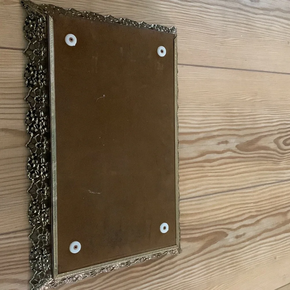 Vintage Gold Mirror vanity tray Mirror.